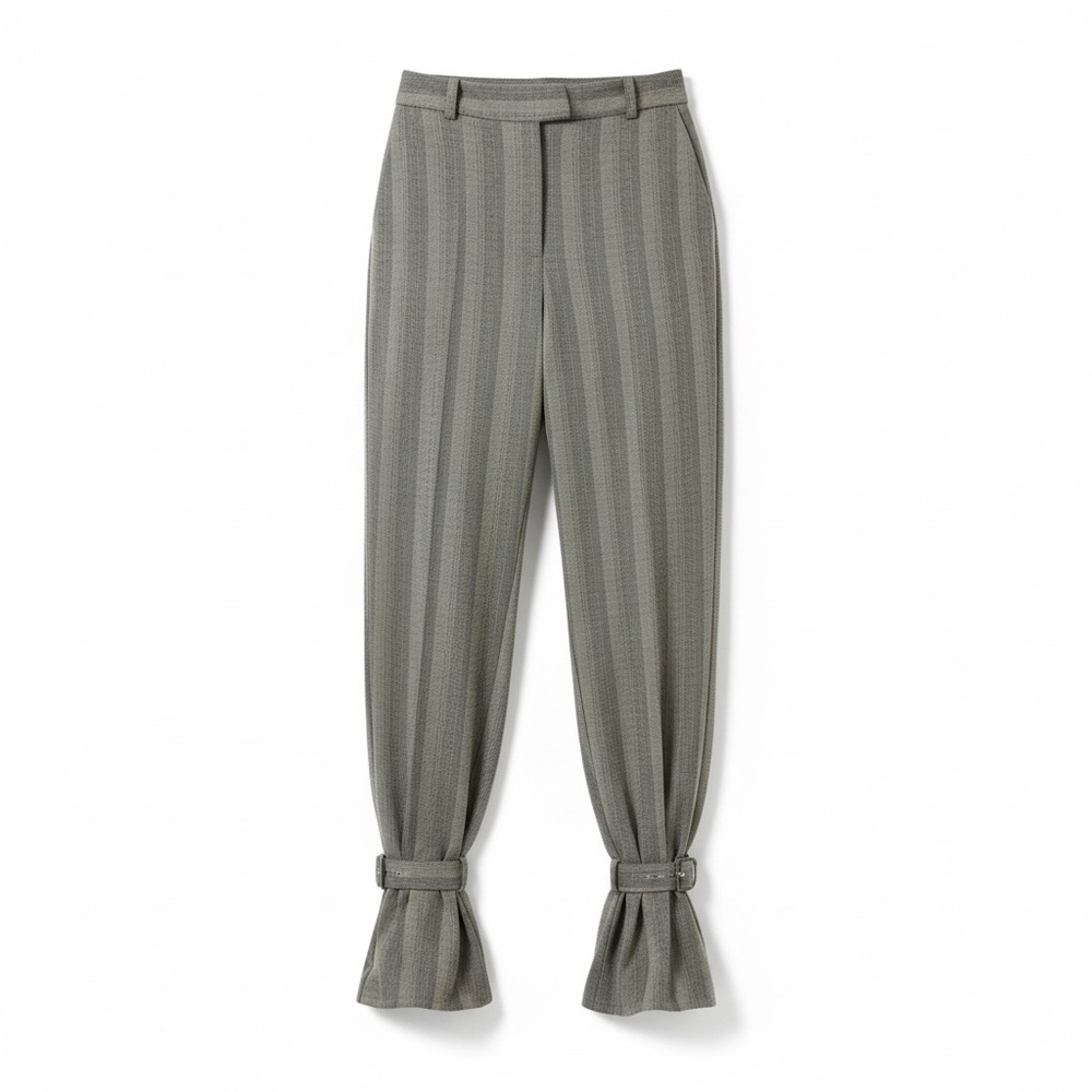 DANIELLE BERNSTEIN Herringbone Gray Striped Women's Trousers